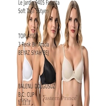 Le Jardin Sütyen Fanetta Soft Cup Taşlı Büyük Beden Dolgusuz Balenli Toplayıcı 9405 Beyazsiyahbej