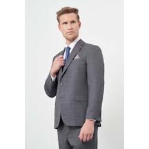 İmza Koyu Antrasit Düz Flannel Mono Yaka Tam Astar Tek Yırtmaç 2 Düğme 4 Drop Comfort Fit Classic Takım Elbise 1001245164 Koyu Antrasit