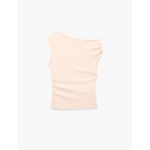 Koton Slim Fit Asimetrik Yaka Kolsuz Drapeli Bluz Pembe 6sal30200ık Gül