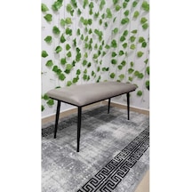 Özcan Metal Siyah Metal Ayaklı Metal Kasalı Bench Mutfak Salon Antre Yatak Odası Balkon Puf Bank Krem
