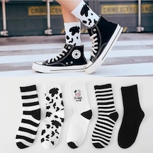 Socks Stores Erkek Çorap Soket Uzun Corap Kadın Havlu Renkli Desenli Çoraplar 5 Adet Beyaz