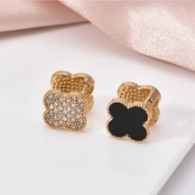 Novahub Moda Küpe, Siyah Titanyum Çelik, Kayıp Yok, Çift Taraflı Dört Yapraklı Yonca, Pırlantalı Kadın Küpe Tokası, 1.3x1.3cm, Kadın İçin Siyah Novahub Moda Küpe, Siyah Titanyum Çelik, Kayıp Yok, Çift Taraflı Dört Yapraklı Yonca, Pırlantalı Kadın Küpe Tokası, 1.3x1.3cm, Kadın İçin Siyah