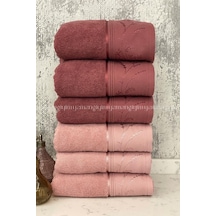 Ditsy El-yüz Havlusu 6 Adet-pembe-mürdüm Pembe - Mürdüm