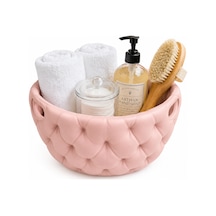 Kapitone Tasarımlı Çok Amaçlı Düzenleyici Sepet 17x17x10 Cm Banyo Mutfak Organizeri Çok Renkli