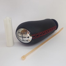 Renault Modus Deri Vites Topuzu (Kırmızı Çapraz Dikiş)