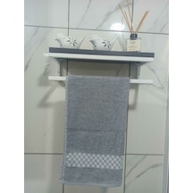 Lyla Concept Fulya Banyo Ahşap Raflı Beyaz Metal Havlu Şal Askılk Antrasit