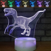 Goldenqian Dinozor 3d Gece Lambası Velociraptor Projeksiyon Led Lamba Çocuk Odası Ev Dekoru Için Bebek Kreş Gece Lambası 7 Renk Değiştiren Erkek Çocuklar Için Noel Doğum Günü Hediyeleri 5azw8n Siyah