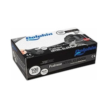 Dolphin Siyah Nitril Eldiven Pudrasız Kalın Xl 100 Adet
