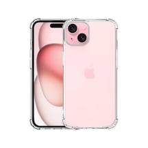 Apple İphone 15 Kapak Kamera Bölümü Açık Antişok Airbag Köşe Korumalı Silikon Şeffaf Kılıf 50 x 22