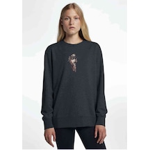 Tupac Shakur 2018 Baskılı Füme Antrasit Kadın Sweatshirt
