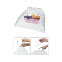 Kare Beyaz Gıda Koruma Şemsiyesi Büyük Boy Yiyecek Yemek Sinek Koruyucu 30cmx30cm Re040r Plastik Çok Diğer
