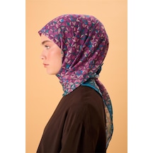 Silk Home İnce Pamuk Soft Eşarp Zümrüt Yeşili Mor Pudra Pembe Gök Mavi Desenli Kaymaz Dokulu Tok Duruşlu 90x90 Çok Renkli