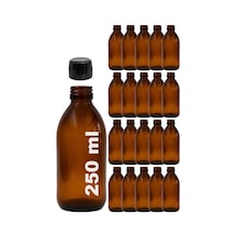 Amber Ecza Şişesi, 250 Ml, Kahverengi Cam, Plastik Contalı Kilit Kapak, Hava Ve Sıvı Sızdırmaz, 28mm Ağız Çaplı, Parfüm Demlemek İçin Uygun, 20 Adet 250 Ml, Siyah Kapak