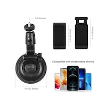Vantuzlu Kamera Ve Telefon Tutucu Aparat 1/4 Vida Uyumlu Çok Açılı Ayarlanabilir Bağlantısı, Güçlü Vakum Tabanlı Sabitleme, Araç Cam Masa Çekim Desteği Cl45