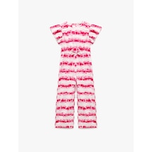 Koton Kelebek Kollu Kurdele Detaylı Batik Desenli Uzun Tulum Pembe Desenli 5skg60030ak Pembe Desenli Pembe