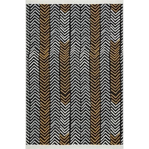 Whıte Black Yıkanabilir Çift Taraflı Modern Desenli Dokuma Kilim