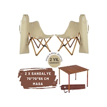Bag The Joy Ahşap Masa Sandalye Seti Kahverengi - Bej - 70 70 55c Bej