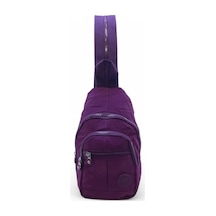 Baginn Body Bag Göğüs Çantası Klinkır Kumaş Çok Cepli 30 18 Cm Bady Bag Sırt Çantası Hafif Kumaş Mor
