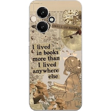 Honor 400 Uyumlu Kitap Okuyan Kadın Retro Baskılı Silikon Kılıf Renkli
