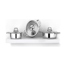Bonera Omega 6 Parça Çelik Sahan Seti Cam Kapaklı 16-18-20Cm