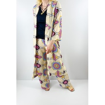 Modaonna Kadın Bej Renk Pamuklu Kimono Pantolon Takım