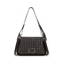 Bilik Deri Monogram Siyah Kadın Omuz Çantası Riv 122-mn 001