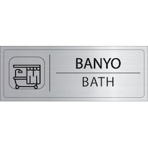 Mayeka Banyo İsimlik Gümüş Metal Kapı İsimliği Levhası Yönlendirme Tabelası