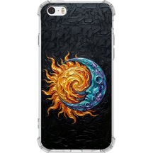 Apple Uyumlu iPhone 5s İle Köşe Korumalı Kılıf Metamorfoz Kozmik Dans Tasarımlı Uv Baskılı Şeffaf