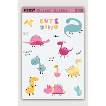 Sevimli Dinozor Sticker Seti - 10 Adet Etiket Çıkartma Diğer