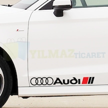 Audi Logo Marşpiyel Yan Kapı Altı Oto Sticker Etiket 2 Adet