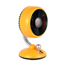 Juo Q3 120 Salınımlı 3 Kademeli Led Işıklı Şarjlı Masaüstü Fan Vantilatör Retro Sarı .