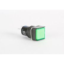 16mm Yeşil Kare Ledli Yaylı Buton - 5 Pin 24V.DC 1NO+1NC
