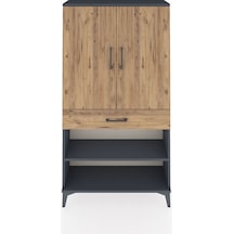 Arges Dolap 4 Raflı Tek Çekmeceli 2 Kapaklı 88x30x163 Antrasit-çam Antrasit