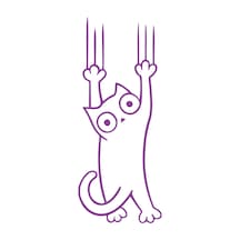 Tutunmaya Çalışan Kedi Araba Sticker 17x17 Cm Mor