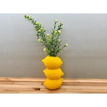 3d Baskı Limon Formlu Dekoratif Vazo Üst Üste Limon Tasarımlı Mutfak Çiçekliği Kuru Çiçek Vazosu Sarı Çok Renkli