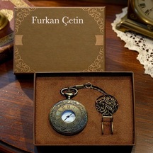 Kişiye Özel Retro Vintage Roma Rakamı Temalı Köstekli Cep Saati