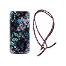 Huawei P30 Lite Kılıf Rasta Boyun Askılı Great Flowers 1304