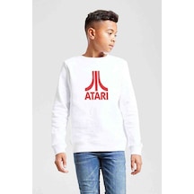 Tshirthane Atari Logo Baskılı Unisex Çocuk Beyaz Sweatshirt (534642637) Beyaz