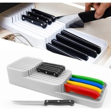 Pratik Bıçaklık 2 Sıra 14x39 Cm Bıçak Organizeri Beyaz Plastik Beyaz Tr Diğer