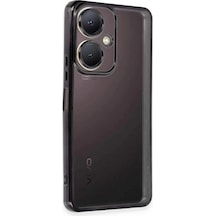 Vivo Y27 Kılıf Razer Lensli Silikon - Siyah Düz Renkli