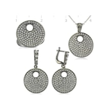 Gümüş Zirkon Taşlı Yuvarlak Kadın Set (510776344)