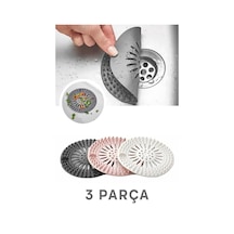 İsgstore 3 Adet Yuvarlak Silikon Lavabo ve Küvet Süzgeci Lavabo Tıkacı Antrasit Pembe Beyaz