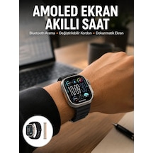49mm Akıllı Saat Amoled Ekranlı Kadın Erkek Kol Saati Plastik Kordon Yeni Nesil Siyah