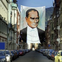 Sivil Mustafa Kemal Atatürk Portre Poster Cephe Bayrağı -bayrak -4x6 Metre 1