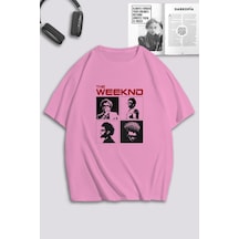 Unisex Kadın Erkek The Weeknd Baskılı Özel Tasarım Oversize T-shirt Pembe Mck0171 Pembe