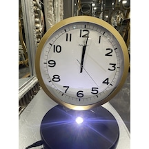 Gold Çerçeveli 30 Cm Yuvarlak Saat Altın