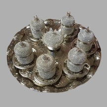 Ceyyiz 8'Li Silver Hilal Lokumluk Kahve Fincanı Set