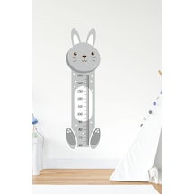 MSticker Sevimli Gri Tavşan Çocuk Bebek Odası Boy Cetveli Sticker 48x163cm