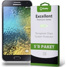 Samsung Galaxy E5 ile Uyumlu Kırılmaz Temperli Ekran Koruyucu Cam Ekonomik 5'li Paket