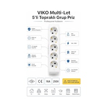 Viko Multi-let 5'li Grup Priz Topraklı Klemens Bağlantılı Çocuk Korumalı Askı Aparatlı Kablosuz Tse Ce Belgeli  Viko Yok